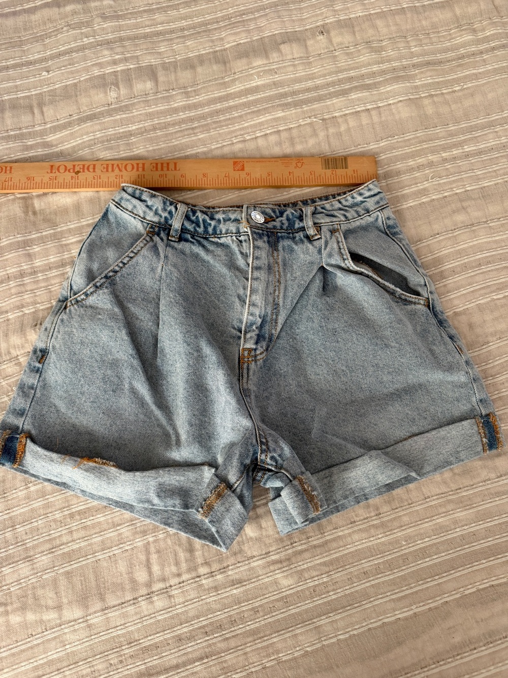High-Waist Light Blue Denim Shorts